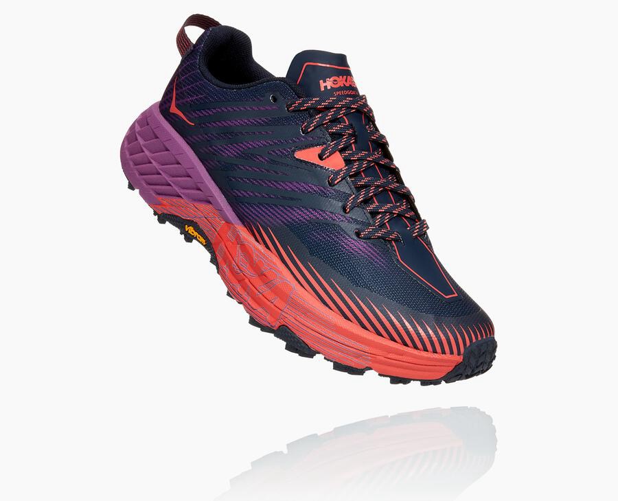 Hoka One One Speedgoat 4 Trailskor Dam - Marinblå - MJGDB-8640